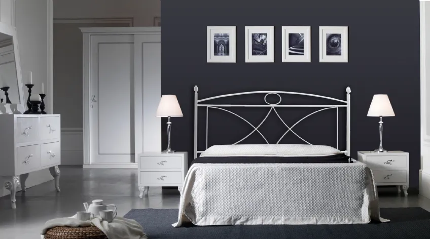 Letto in ferro battuto finitura Bianco con testiera Alice di Florentiabed