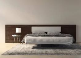 Letto Berenice autoportante con testiera in legno di rovere con cuscino applicato di Fratelli Mirandola
