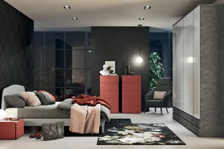 Letto matrimoniale in legno con testiera Golf Leo di Colombini Casa