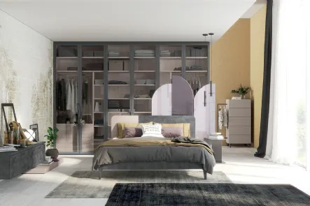 Letto Golf Sector in legno con testiera bicolore di Colombini Casa