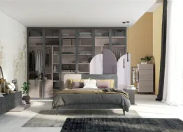Letto Golf Sector in legno con testiera bicolore di Colombini Casa