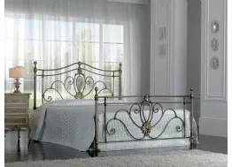 Letto in ferro battuto finitura Argento Etrusco con testiera decorata Leopardi di Florentiabed