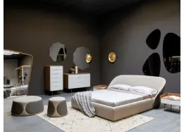 Letto matrimoniale in tessuto con testiera avvolgente Mama di Tonin Casa