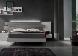 Letto Scudo giroletto melaminico con testiera boiserie di doghe in Rovere di Maronese Acf