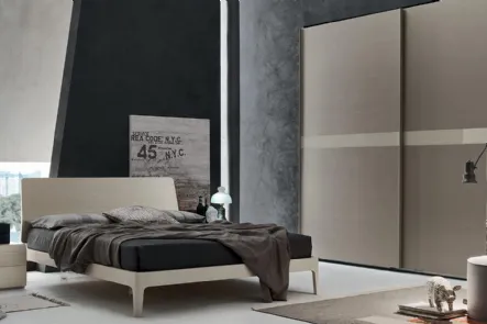 Letto matrimoniale con testiera Smart in melaminico Frassino Juta di Maronese Acf