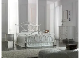 Letto Matilde in ferro battuto laccato Bianco con testiera di Florentiabed