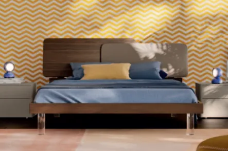 Letto di design in materico ed ecopelle Loli di Orme