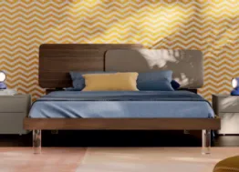 Letto di design in materico ed ecopelle Loli di Orme