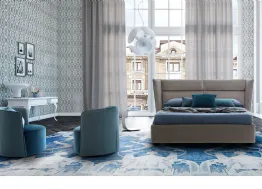Letto in tessuto imbottito con testiera e box contenitore Pasodoble di Le Comfort