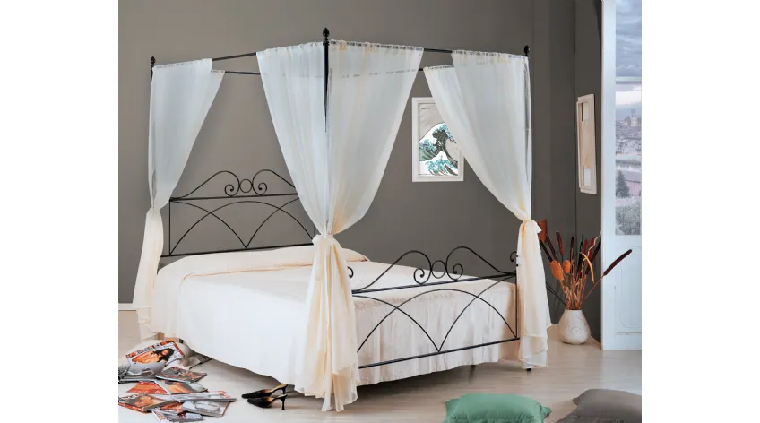 Letto in ferro battuto Sabrina con baldacchino di Florentiabed