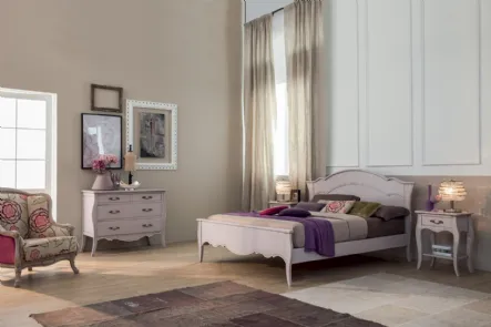 Letto in legno laccato lilla con decori lineari Sandy di Tonin Casa 