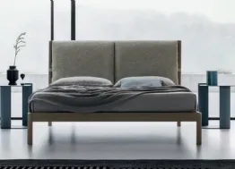 Letto in legno Espero con testiera che può essere arricchita con due cuscini in tessuto imbottito di SantaLucia