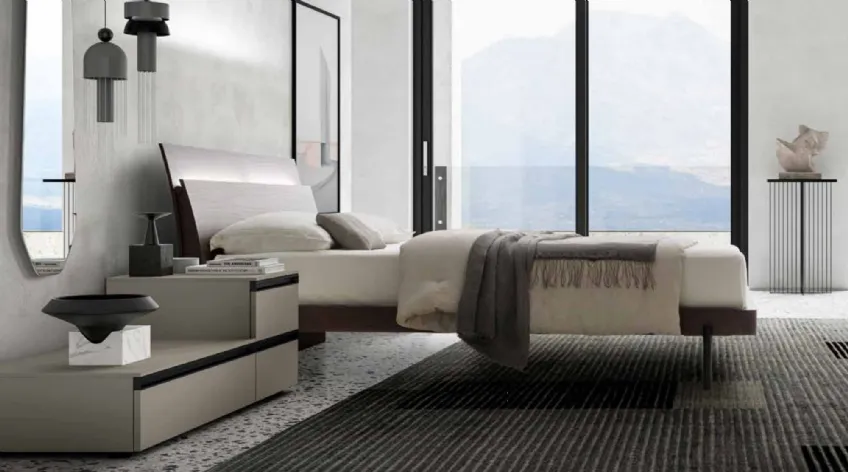Letto con testiera dal design semplice Lotus di SantaLucia