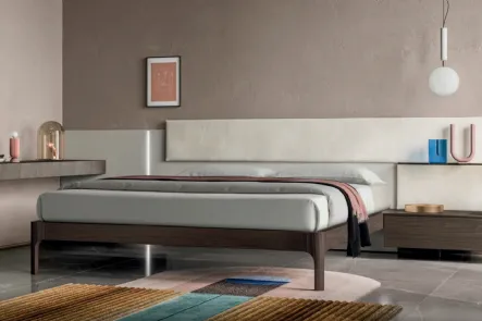 Letto con testiera Scacco in finitura Matwood Grey e laccato opaco di SantaLucia