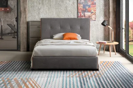 Letto singolo in tessuto con testiera trapuntata e box contenitore Love Le Comfort