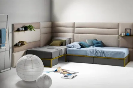 Letto singolo sommier con Pannelli Wall in tessuto di Bside