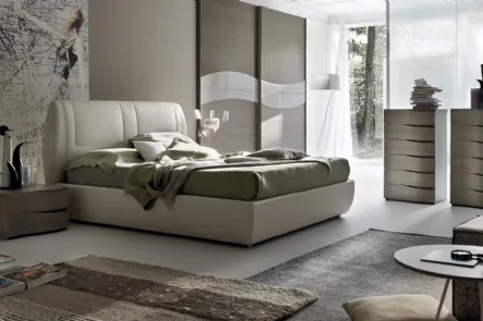 Letto in ecopelle imbottito con testiera Soft di Maronese Acf