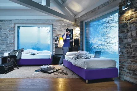 Letto singolo in tessuto Sommier di Noctis