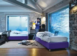 Letto singolo in tessuto Sommier di Noctis