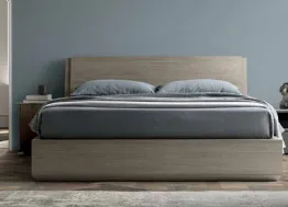 Letto finitura Matwood Grey con testiera e contenitore Tod di SantaLucia