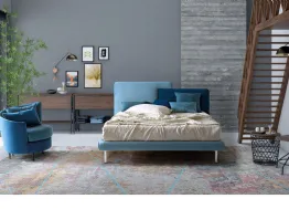 Letto in tessuto imbottito con testiera bicolore Together di Le Comfort