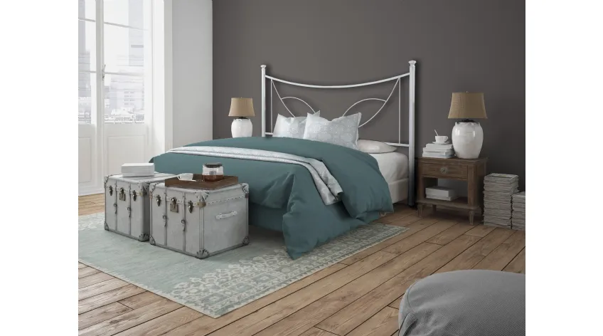 Letto Tulipano con testiera in ferro battuto finitura Bianco di Florentiabed