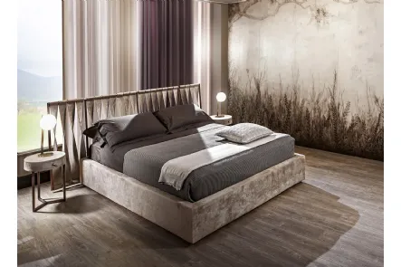 Letto con testiera a fasce ritorte in econabuk Twist di Cantori