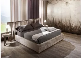 Letto con testiera a fasce ritorte in econabuk Twist di Cantori