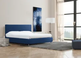 Letto imbottito in ecopelle Blu Verna di Florentiabed