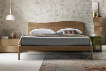 Letto moderno Wave finitura Matwood Coffee con testiera a onda di SantaLucia