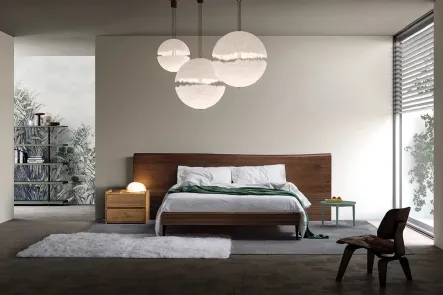 Letto Zen Dark Brown in massello di Rovere con testiera di Devina Nais