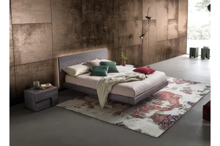 Letto in massello con testiera sospesa retroilluminata Zen Elegance di Devina Nais