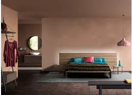 Letto in legno massello di Rovere con testiera sospesa Zen Slim di Devina Nais
