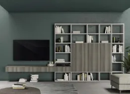 Libreria a muro Vitalyty Luce Bianca e Grigia in melaminico di Colombini Casa