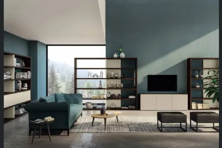 Libreria componibile in legno di rovere Modula di Fratelli Mirandola