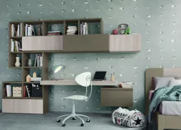 Libreria componibile a muro con scrivania integrata Golf Infinity L108 in melaminico di Colombini Casa
