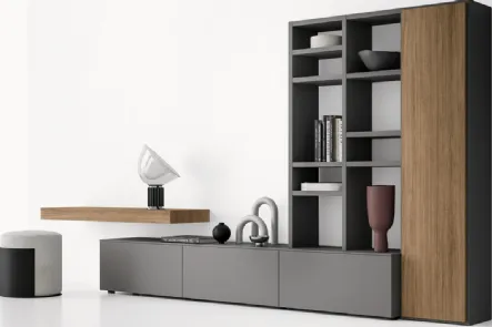 Libreria in laccato opaco e legno GS210 di SantaLucia