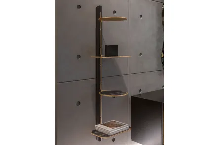 Libreria sospesa di design in legno con ripiani in grès porcellanato Icon di Tonin Casa