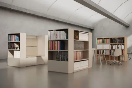 Libreria Isola con Seduta Lettura Ecopelle moduli Box BeFace di Nardi Interni