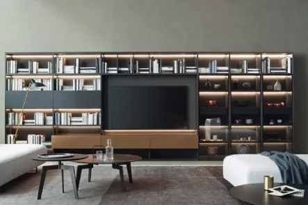 Libreria Modo M6C62 in laccato metallo Bronzo di Sangiacomo