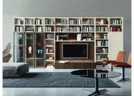 Libreria con vano porta TV Modo M6C63 in Rovere termotrattato e laccato opaco di Sangiacomo