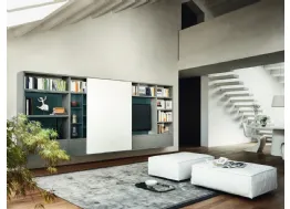 Libreria con vano porta TV Modo M6C76 in laccato opaco di Sangiacomo