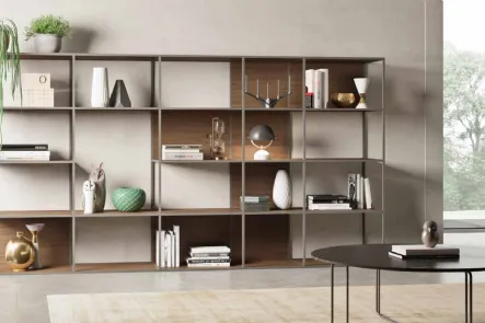 Libreria a muro in laccato opaco con parti in frassino Grafic 04 di Orme