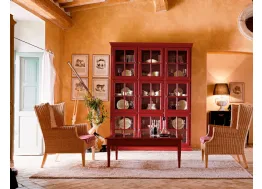 Libreria classica Paolina in legno laccato con ante in vetro e legno di Tonin Casa