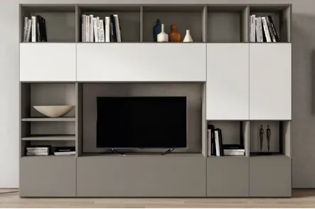 Libreria in laccato opaco con vano porta TV PTG312 SantaLucia