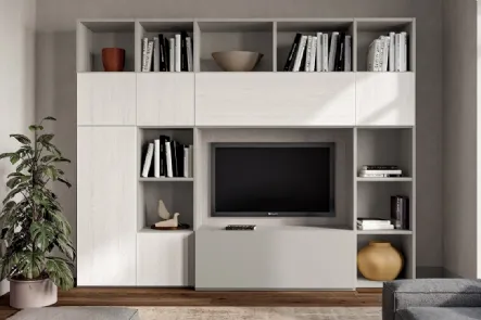 Libreria PTG315 in finitura Matwood White e laccato opaco di SantaLucia