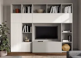 Libreria Composizione PTG315 in finitura Matwood White e laccato opaco di SantaLucia