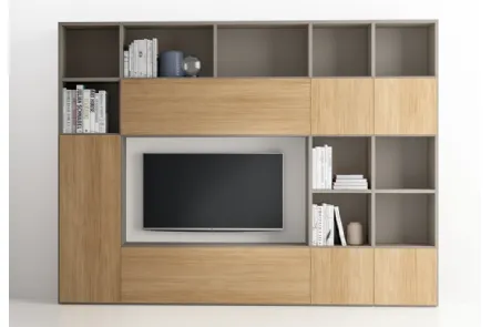Libreria PTG317 in finitura Matwood Honey e laccato opaco di SantaLucia