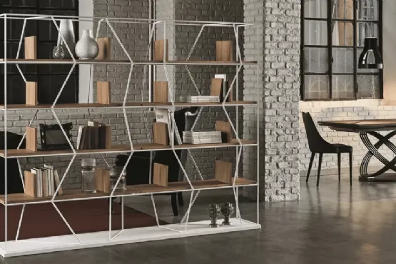 Libreria GS219 in finitura effetto legno e laccato opaco di SantaLucia