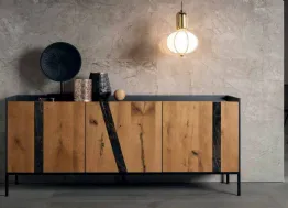 Madia con piano in laminato e ante in legno Elly 3 ante di Alta Corte